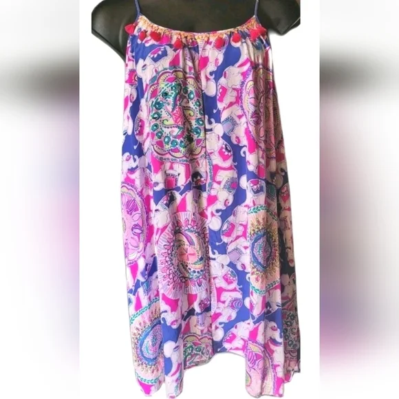 Lilly Pulitzer L Multicolor Silk Dress Resortwear Tomato Girl Quiet Luxury - Picture 3 of 7